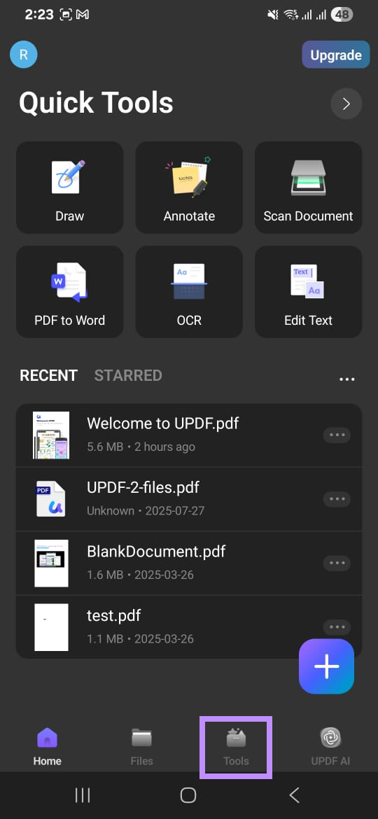 select the tools menu