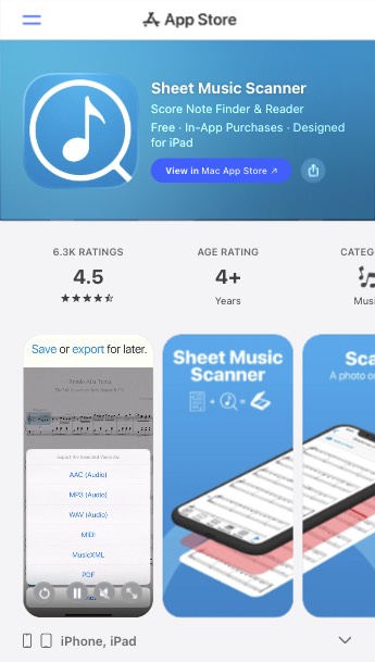 sheet music scanner app store