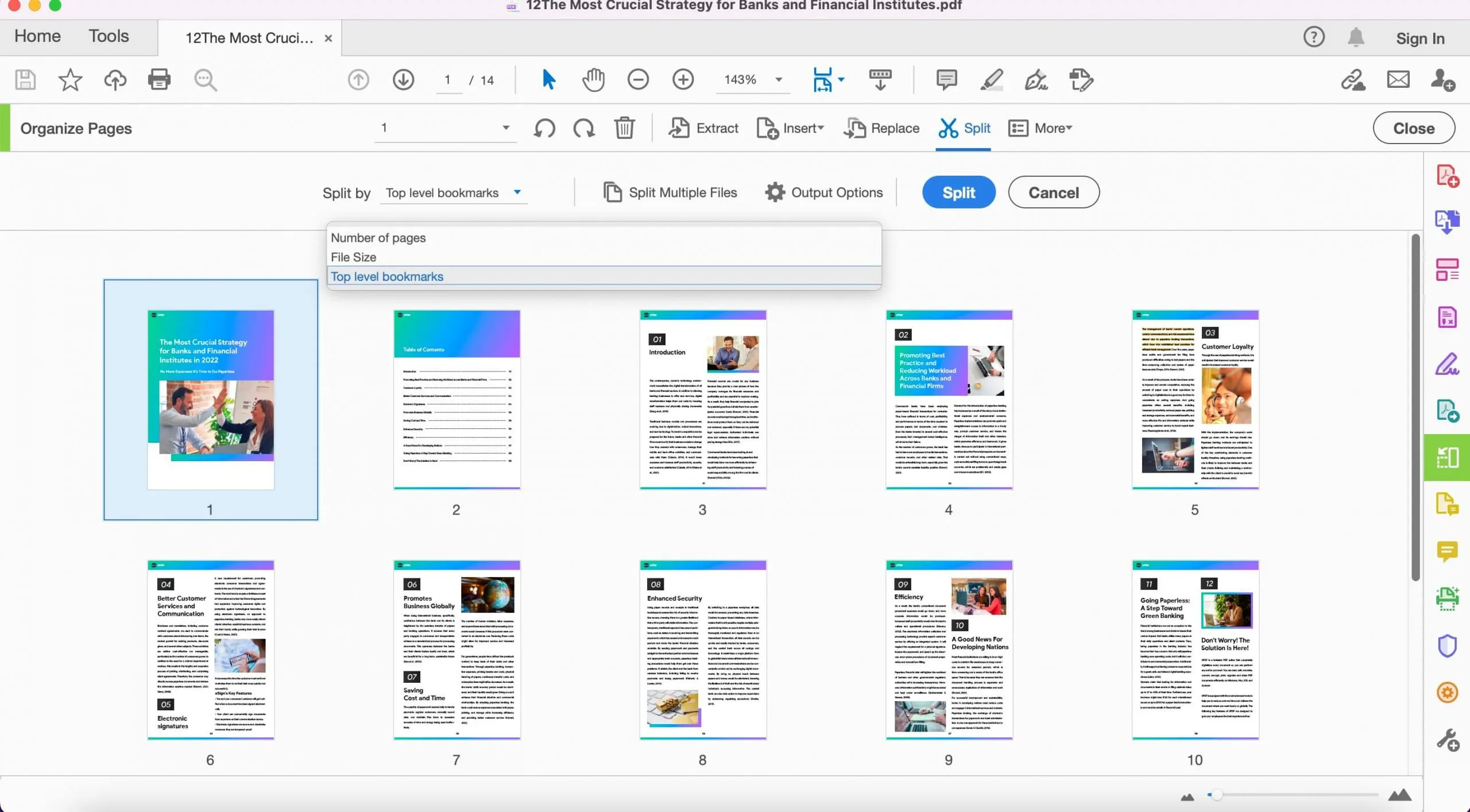 split pdf by bookmarks on Adobe Mac