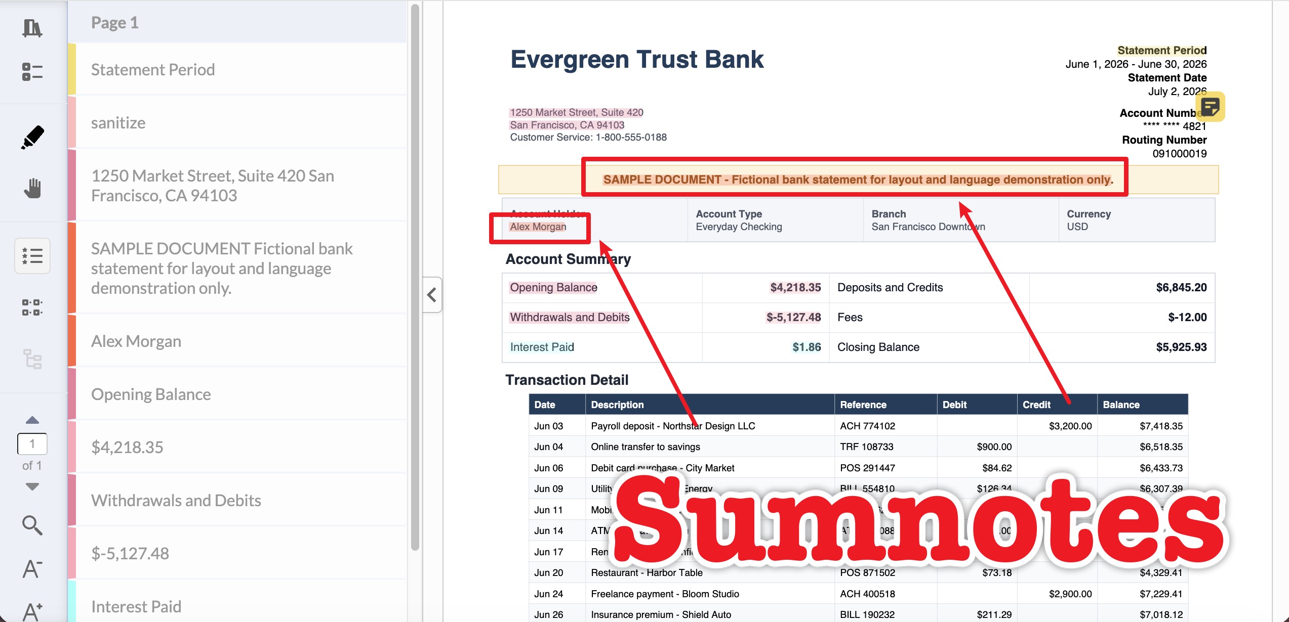 sumnote misreads the annotation type