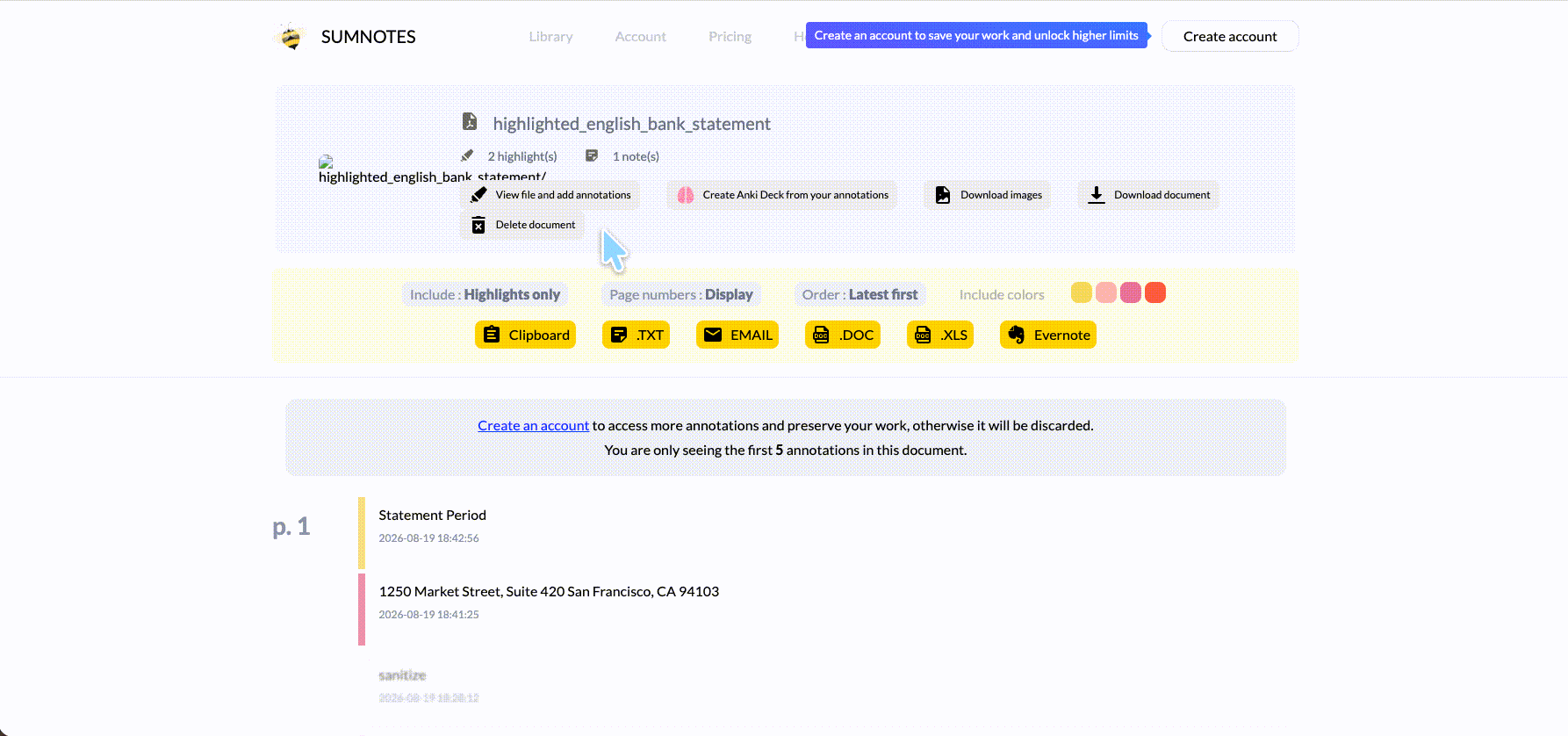 sumnote view file and add annotations