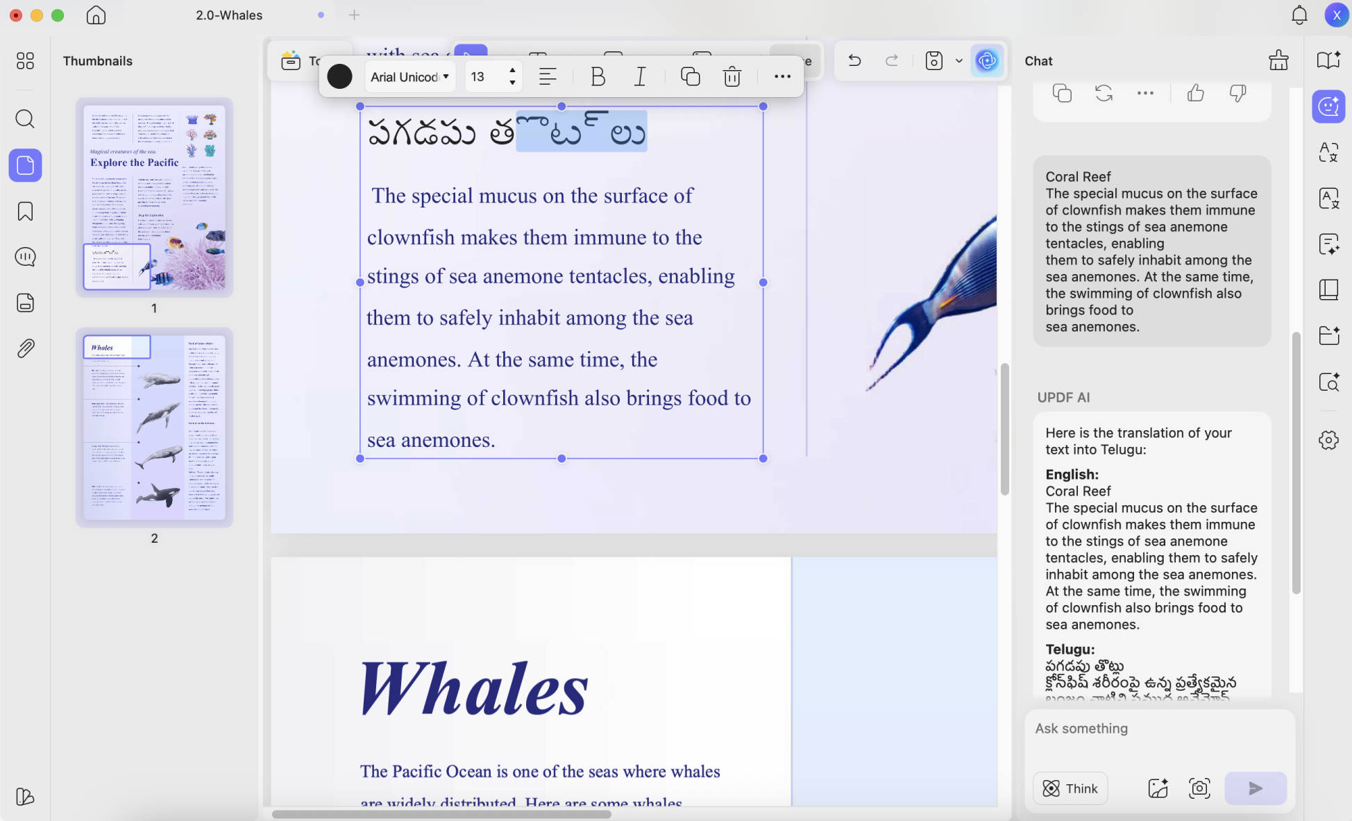 translate pdf english to telugu replace UPDF