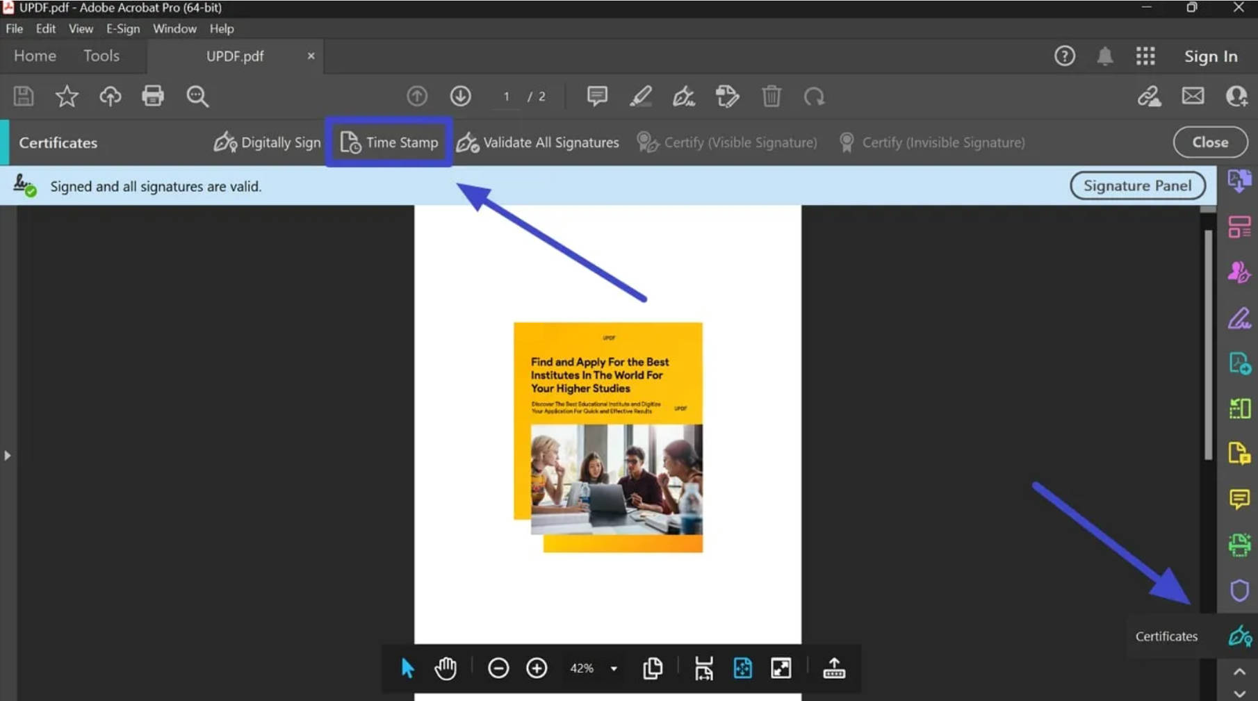 how to create digital signature in pdf add timestamp to a server