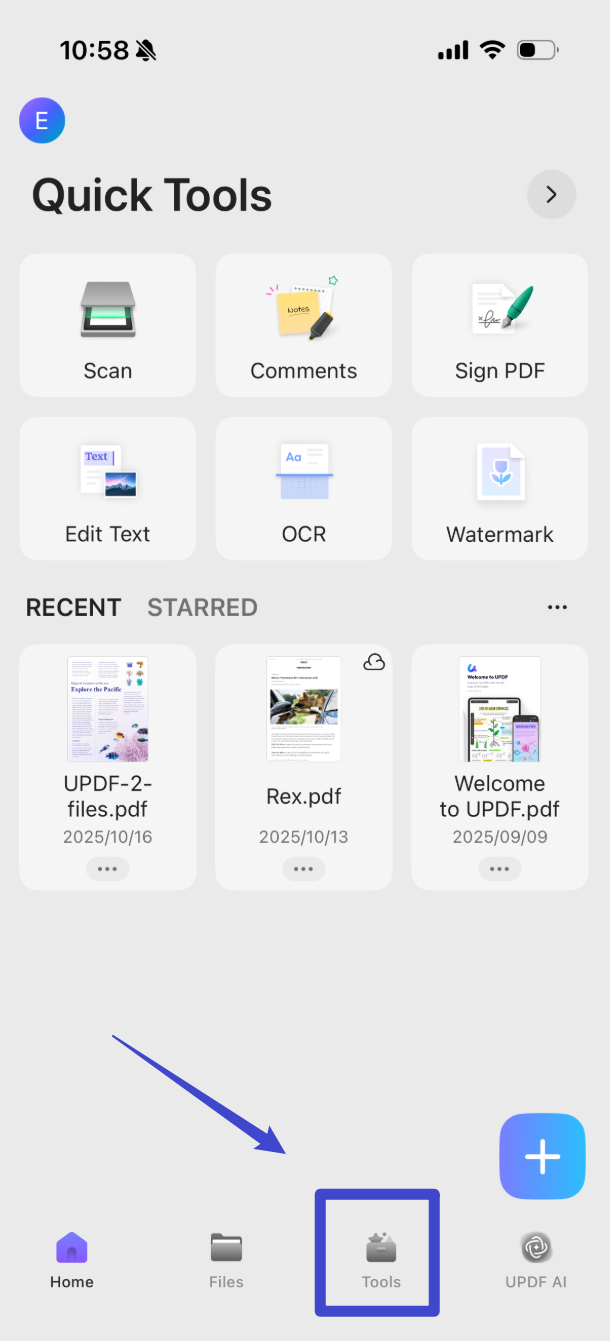 elect "Tools" from the landing page