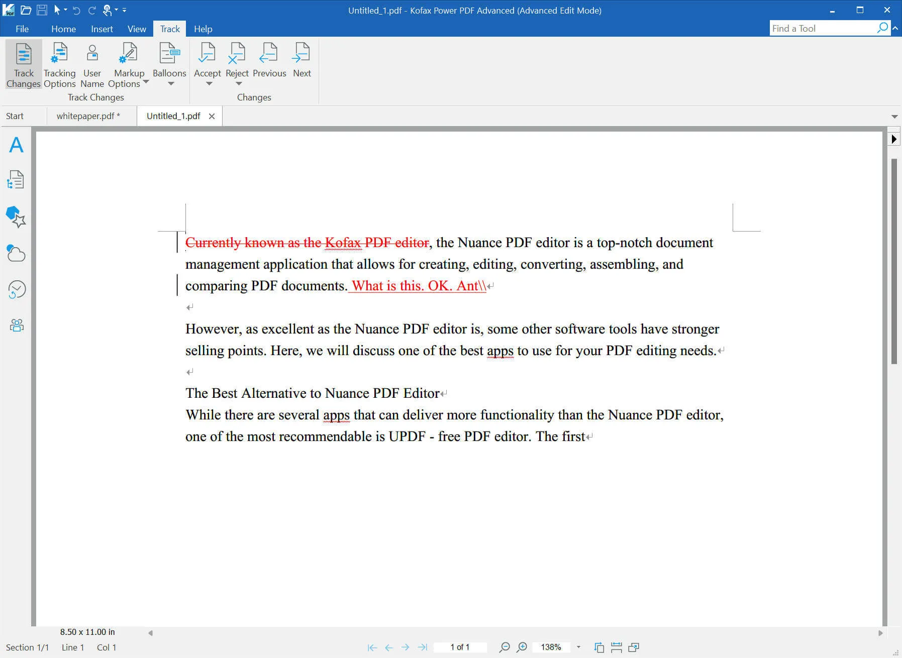 Track changes in PDF with Nuance PDF Editor