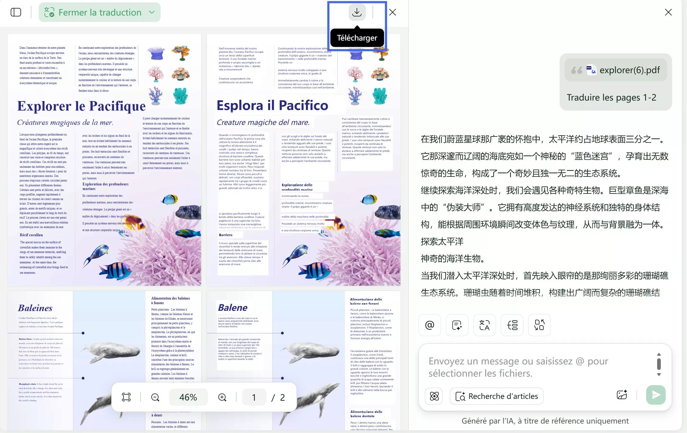 Téléchargez les fichiers traduits avec UPDF AI Online version 2.