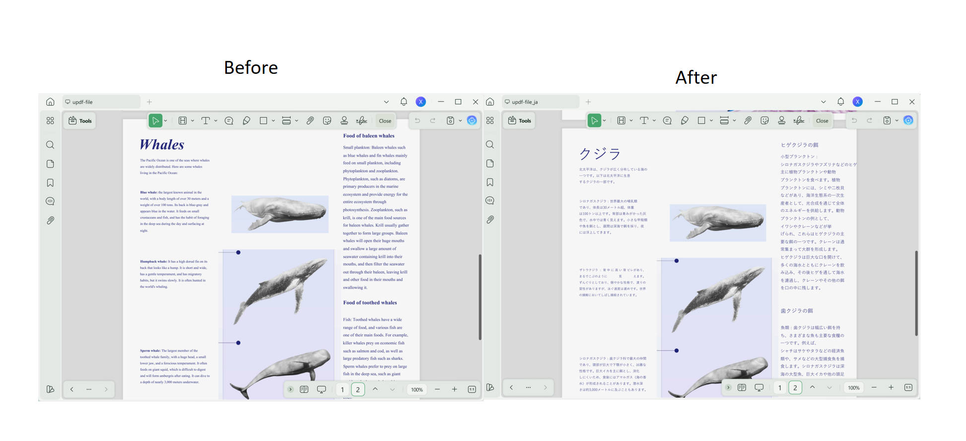translate a PDF from English to Japanese using UPDF