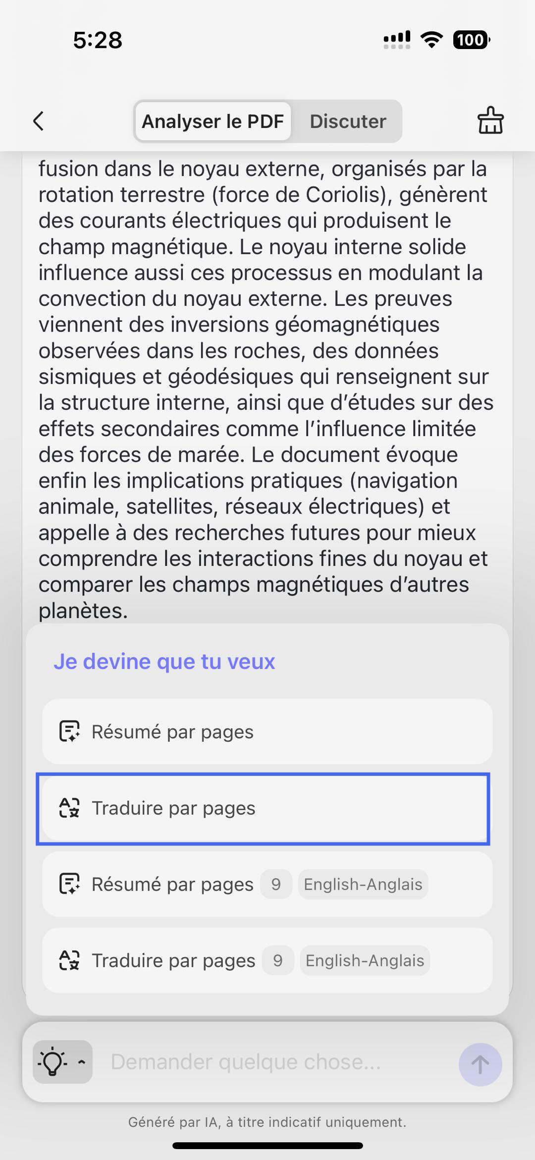 traduire page pdf iOS