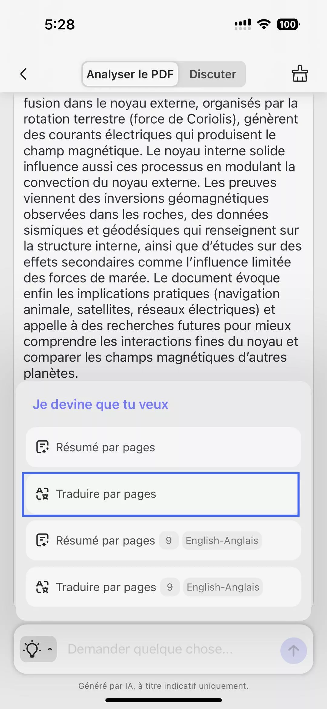 traduire page pdf iOS