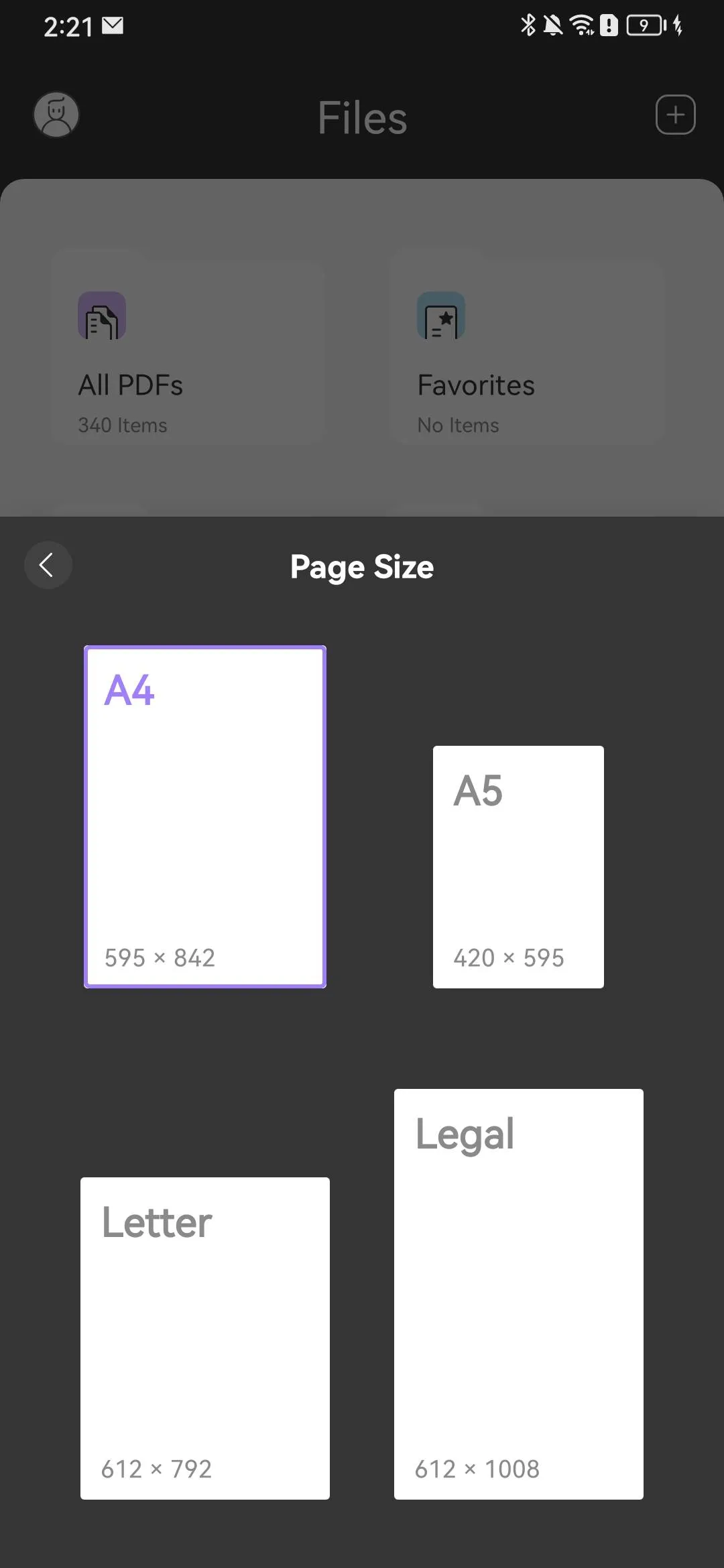 Choose page size