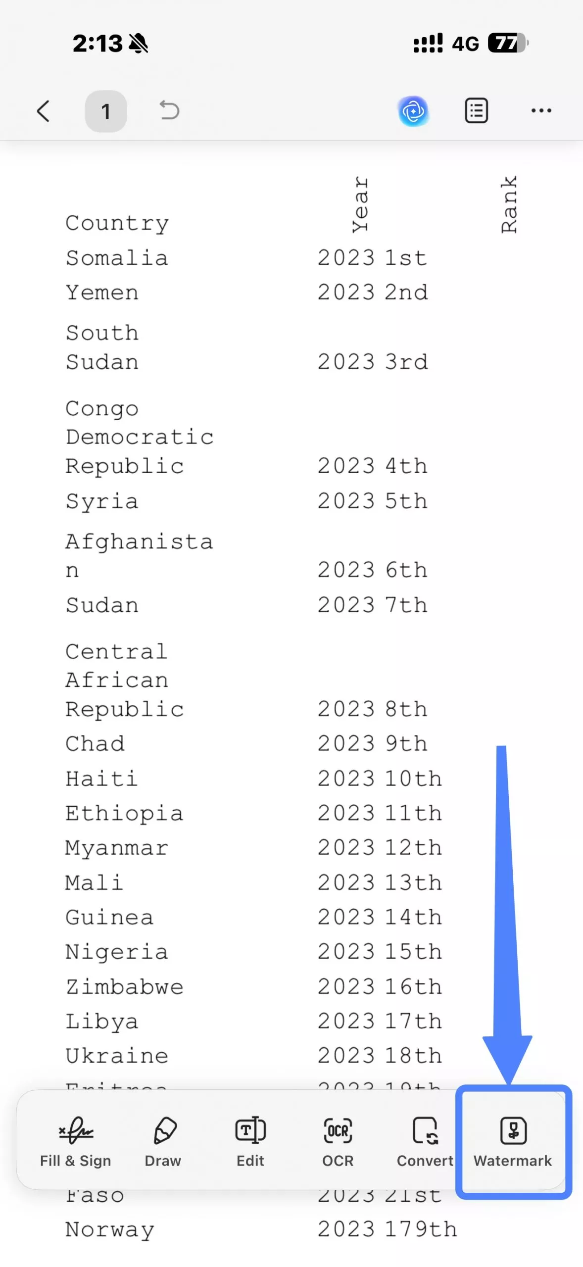 watermark icon on updf for ios
