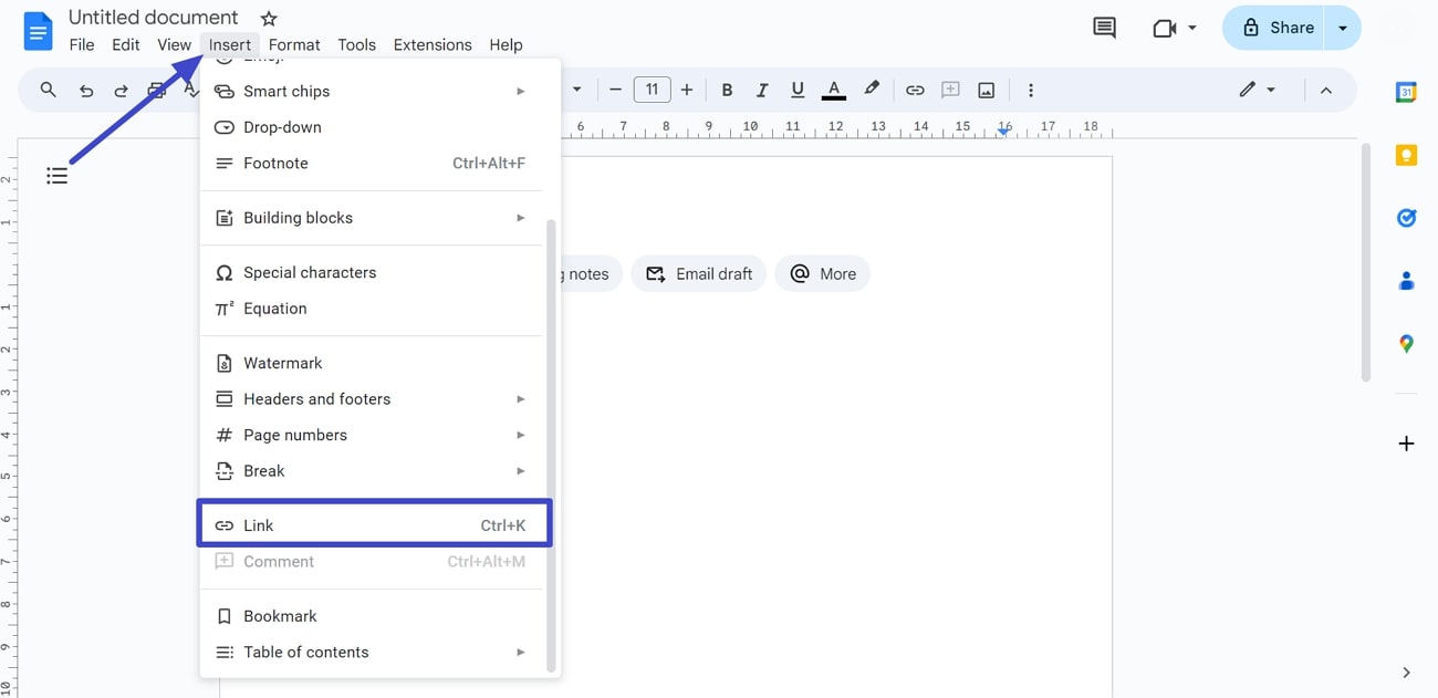 how to insert a pdf into google docs inset link