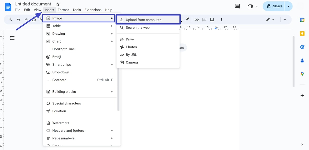 how to insert a pdf into google docs insert image