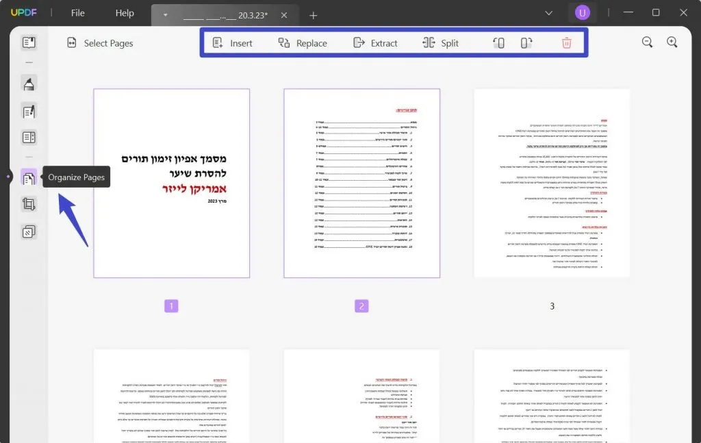 編輯希伯來文 PDF 頁面