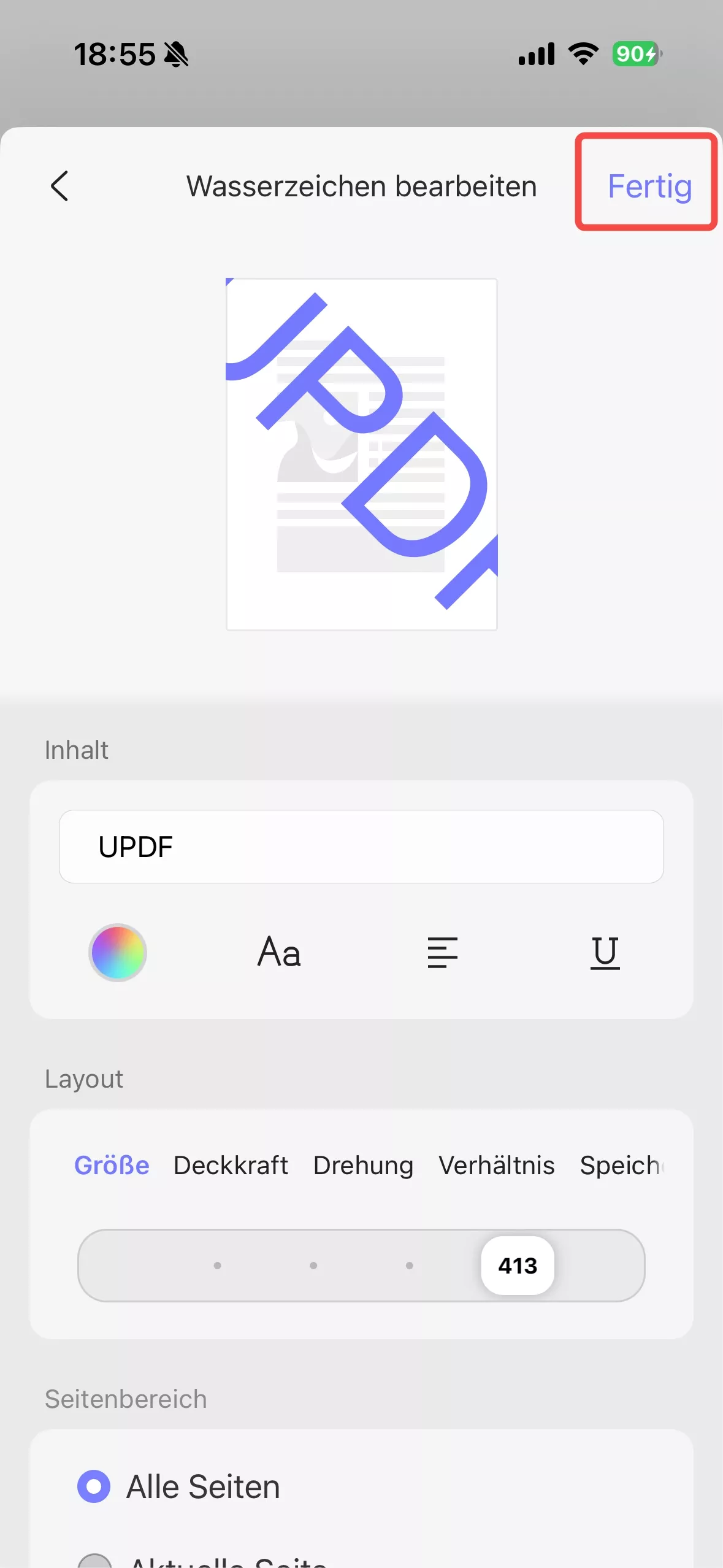 Wasserzeichen anzuwenden