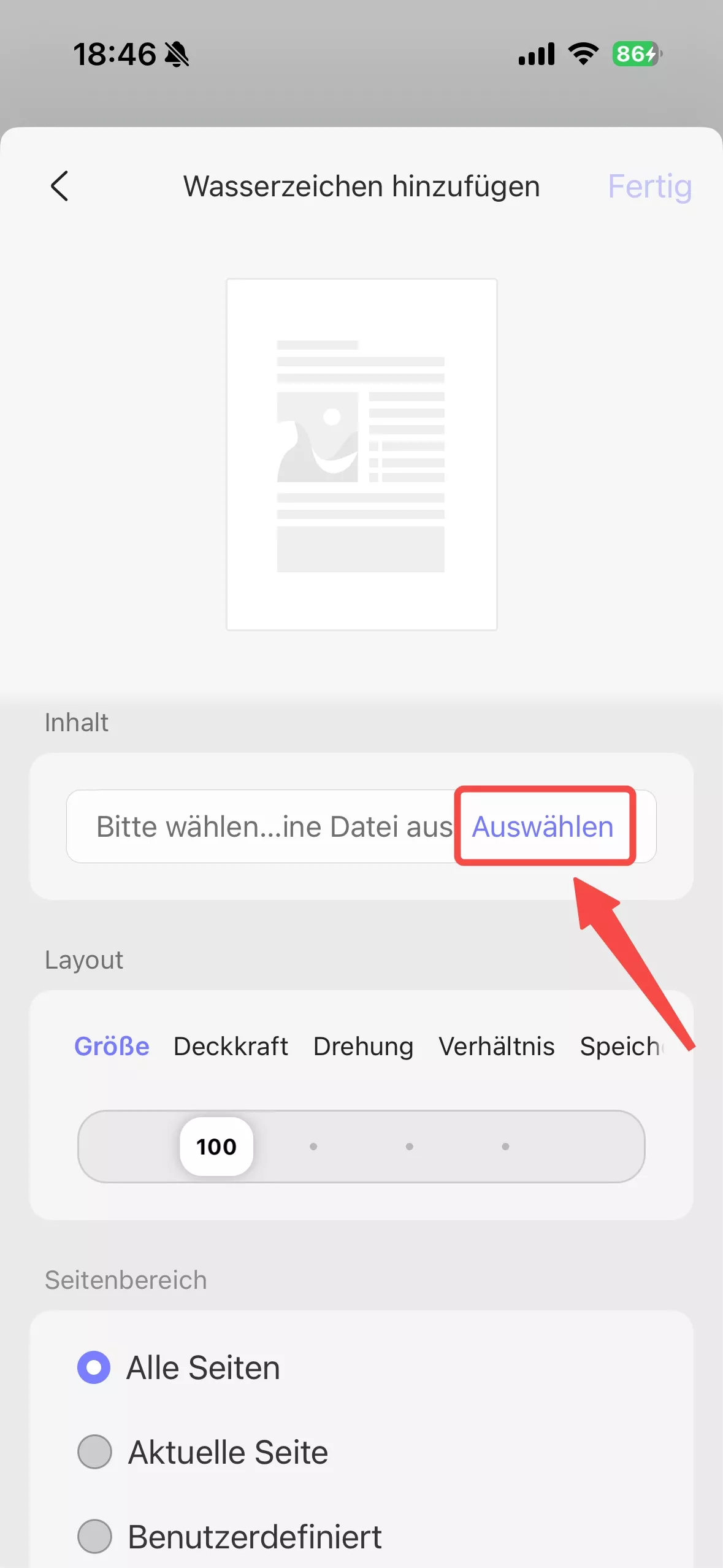  legen Sie eine lokale Datei als Wasserzeichen fest