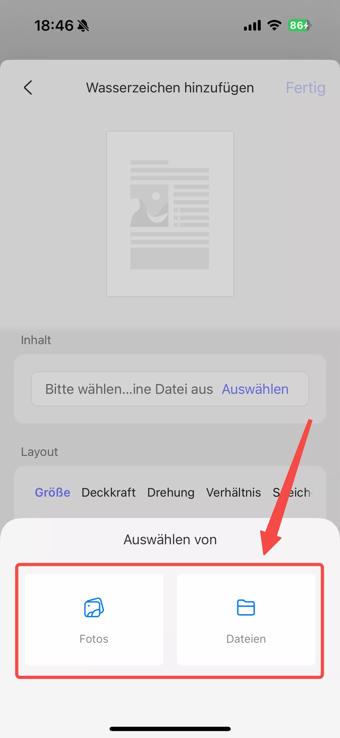  legen Sie eine lokale Datei als Wasserzeichen fest