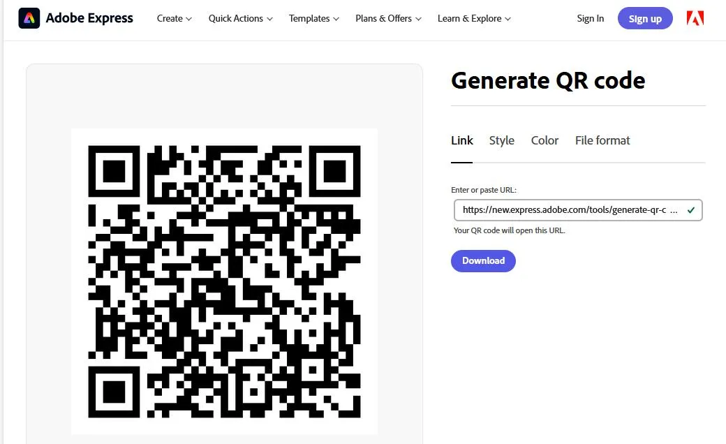 pdf qr code generator Adobe Express