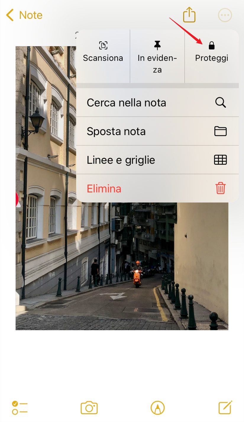 Bloccare le foto su iPhone con l'app Note