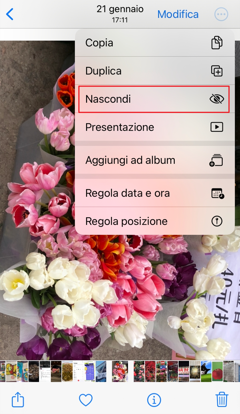 Bloccare le immagini su iPhone con l'app Foto
