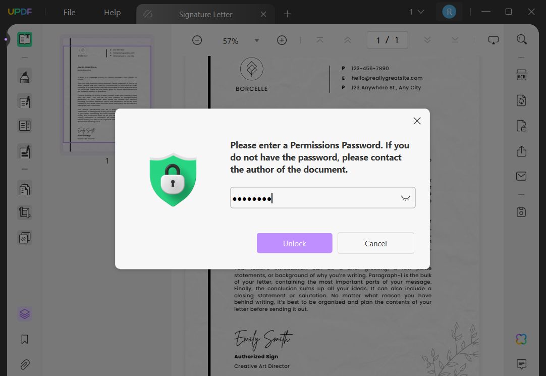 can't remove signature from pdf enter password