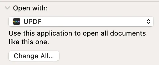 how to change default pdf viewer mac via get info
