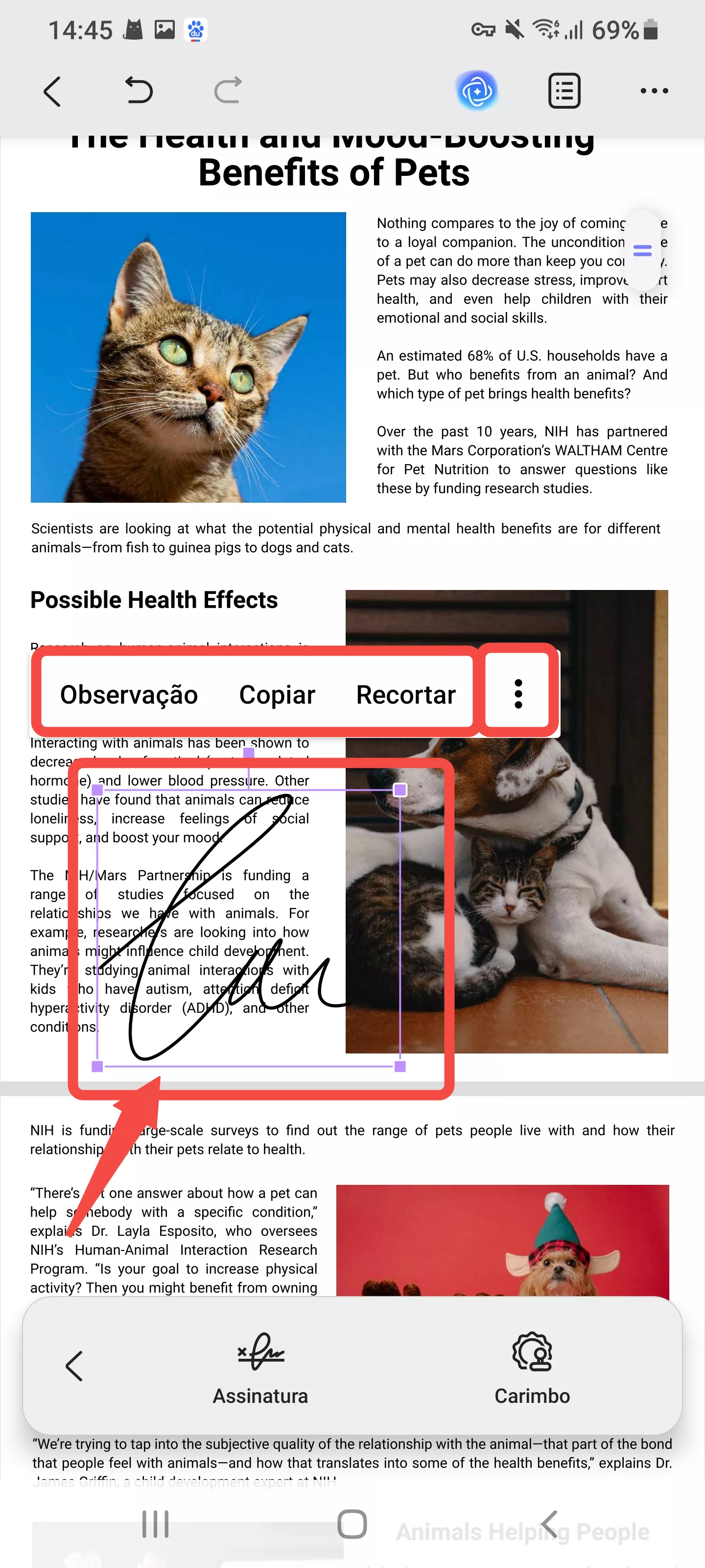 clique na assinatura