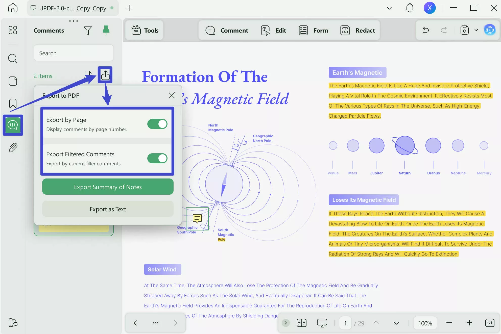 pdf sticky notes export to pdf