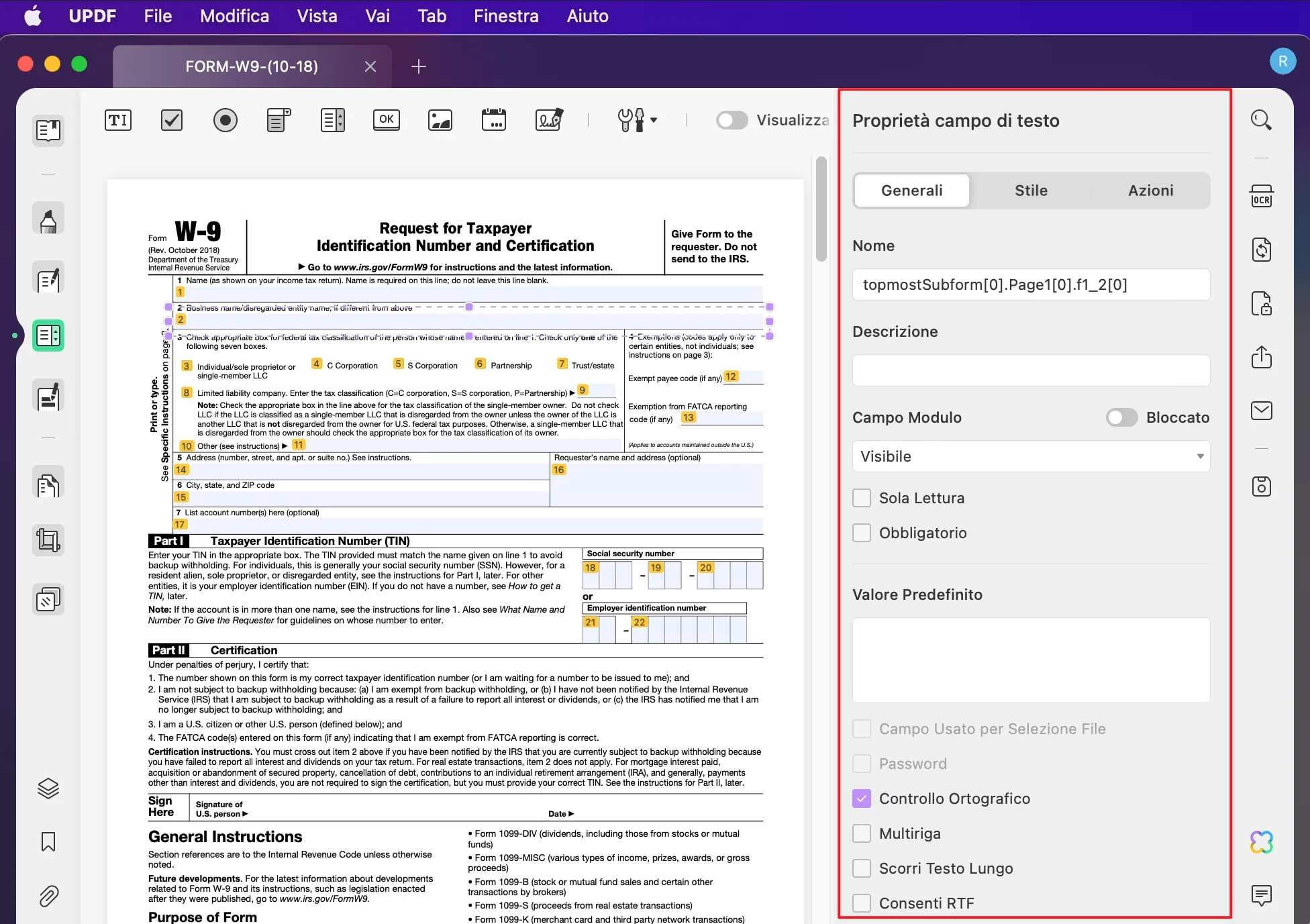 Creare un PDF compilabile su Mac con UPDF