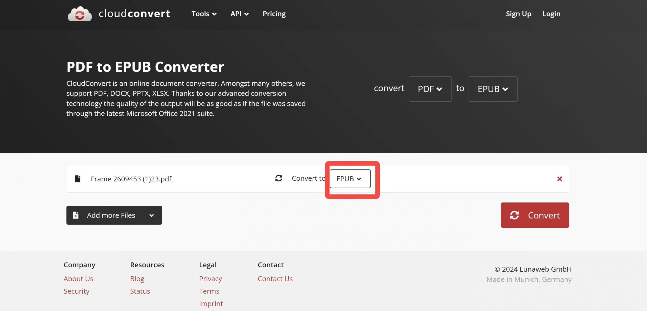 將 pdf 轉換為電子書 cloudconvert