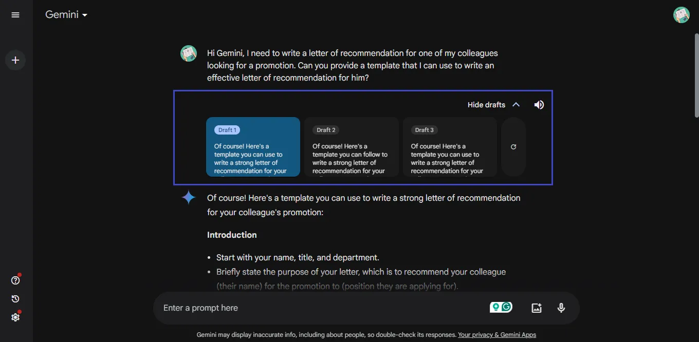 AI letter of recommendation generator Select a suitable draft