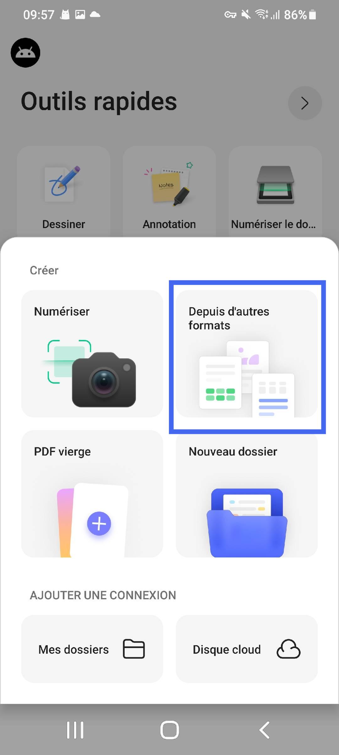 choisissez parmi d'autres formats updf android