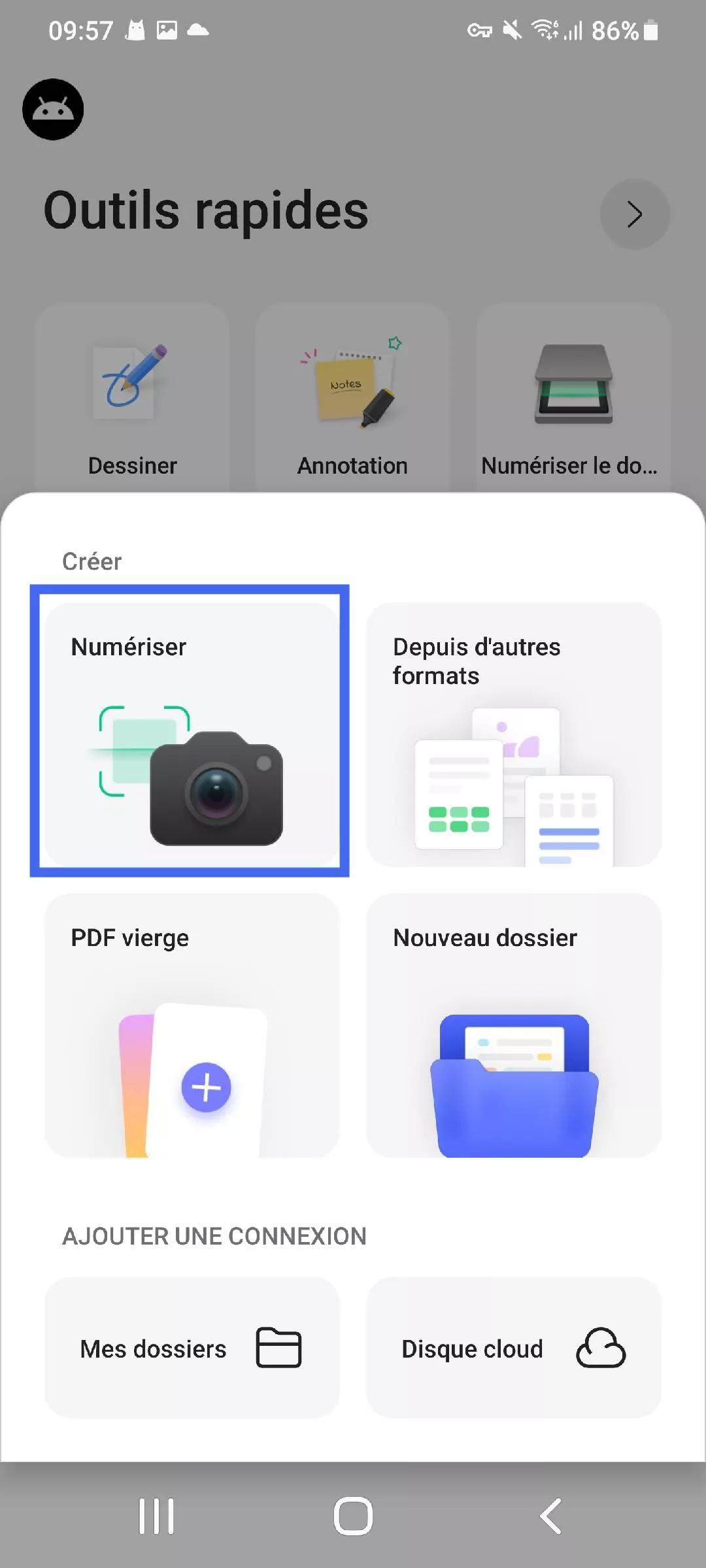  sélectionnez l'option de numérisation