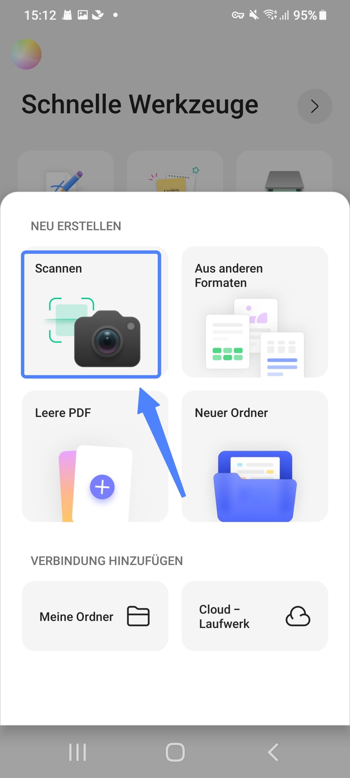  Wählen Sie die Scan-Option aus.