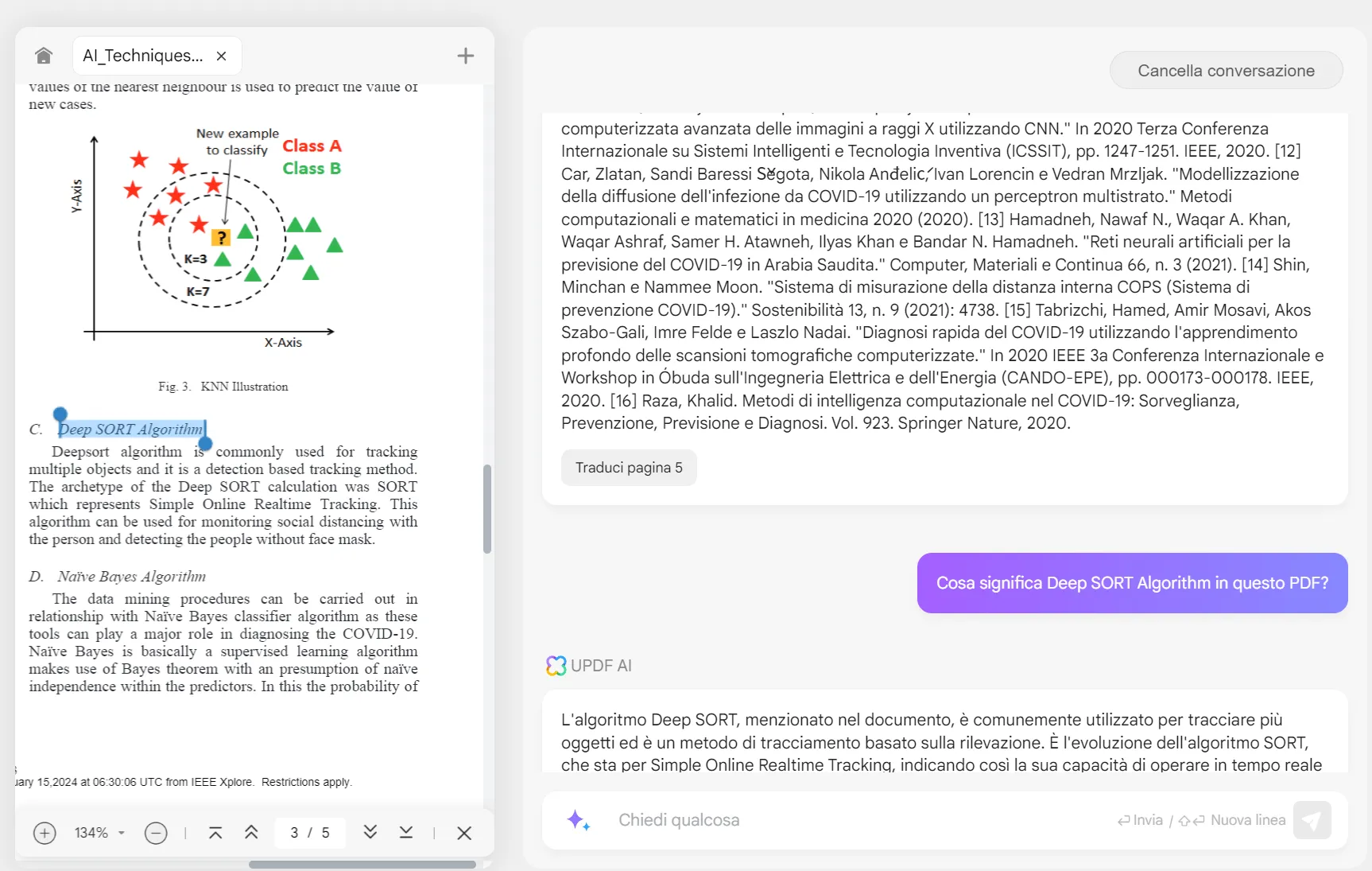 porre domande su un PDF in UPDF AI Web