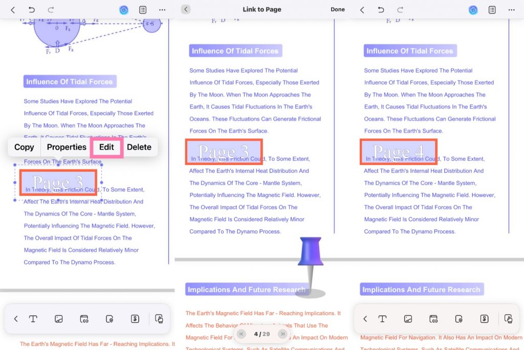 edit link to page ios