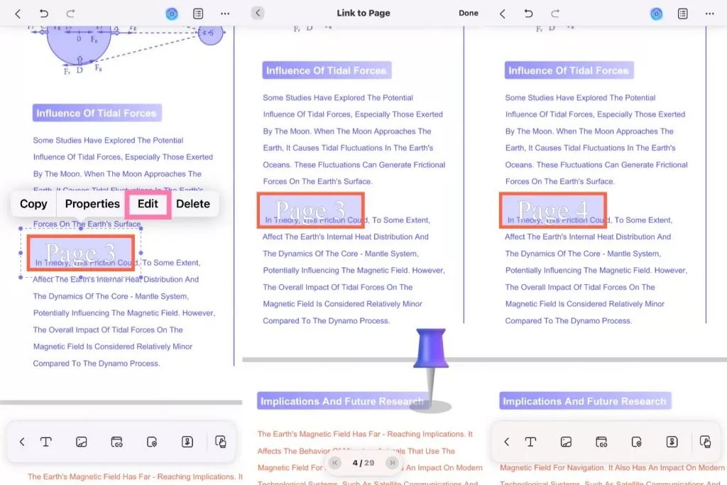 edit link to page ios