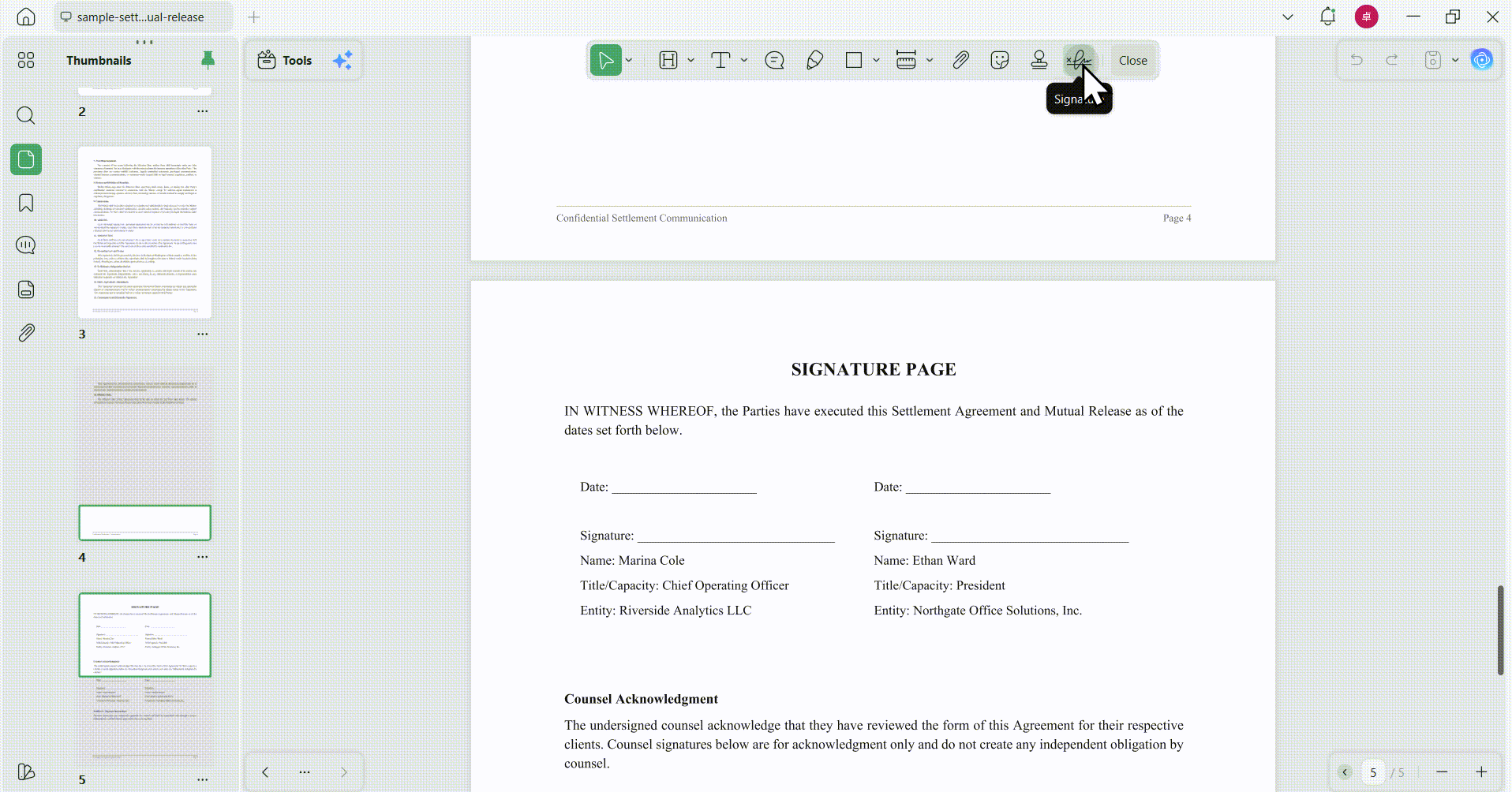 Select the Edit PDF mode from the left toolbar