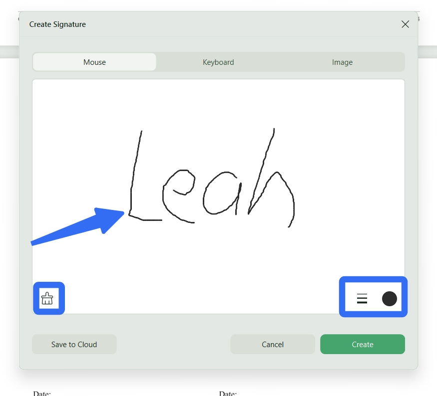 create a signature with your mouse