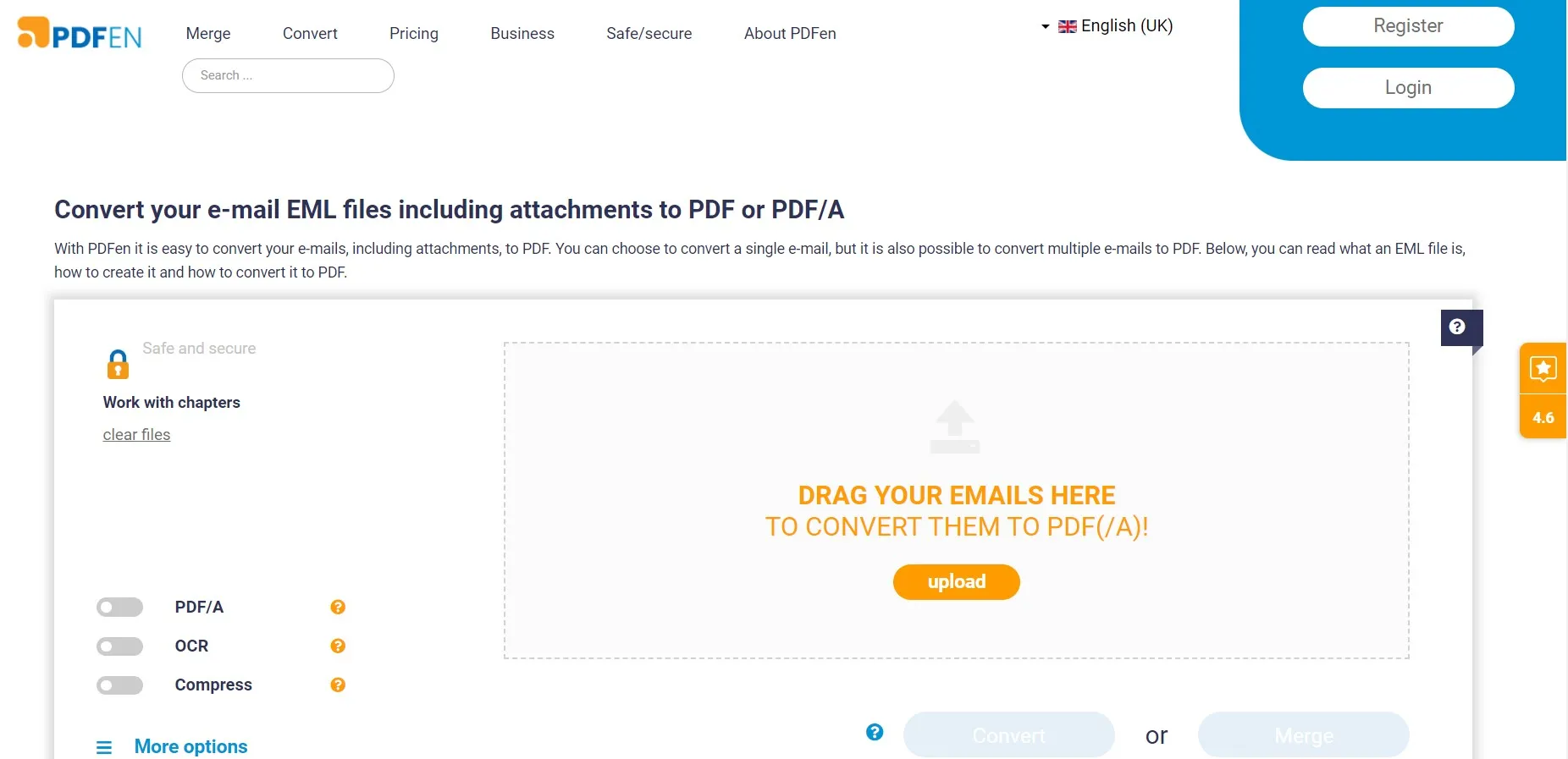 Convertire EML in PDF online utilizzando PDFen