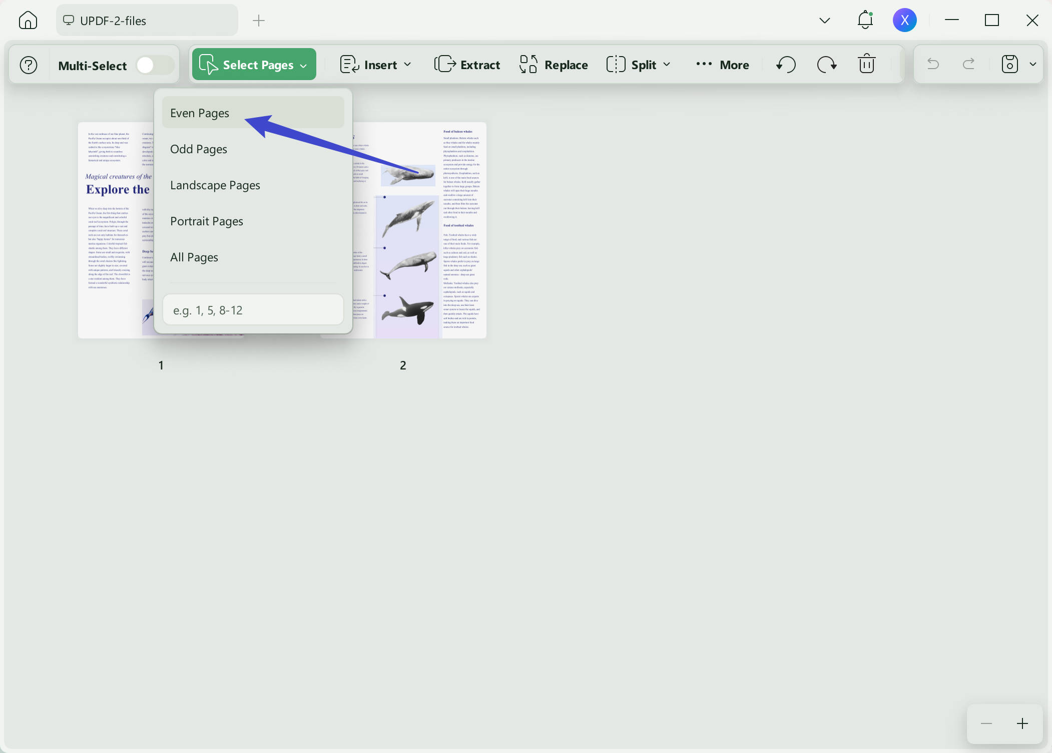 how do i split a word document into- multiple pdfs select pages