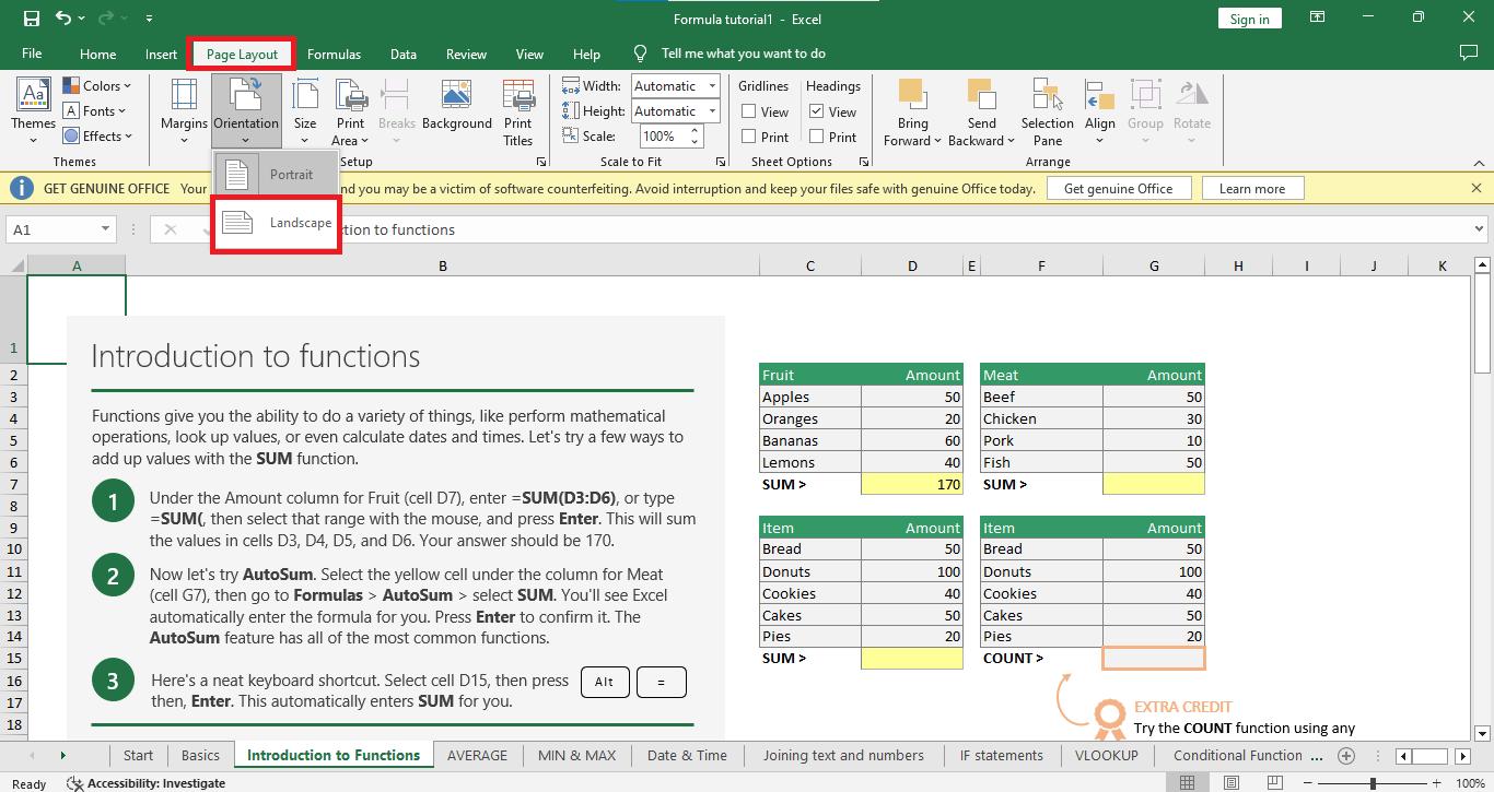 excel to pdf landscape page layout
