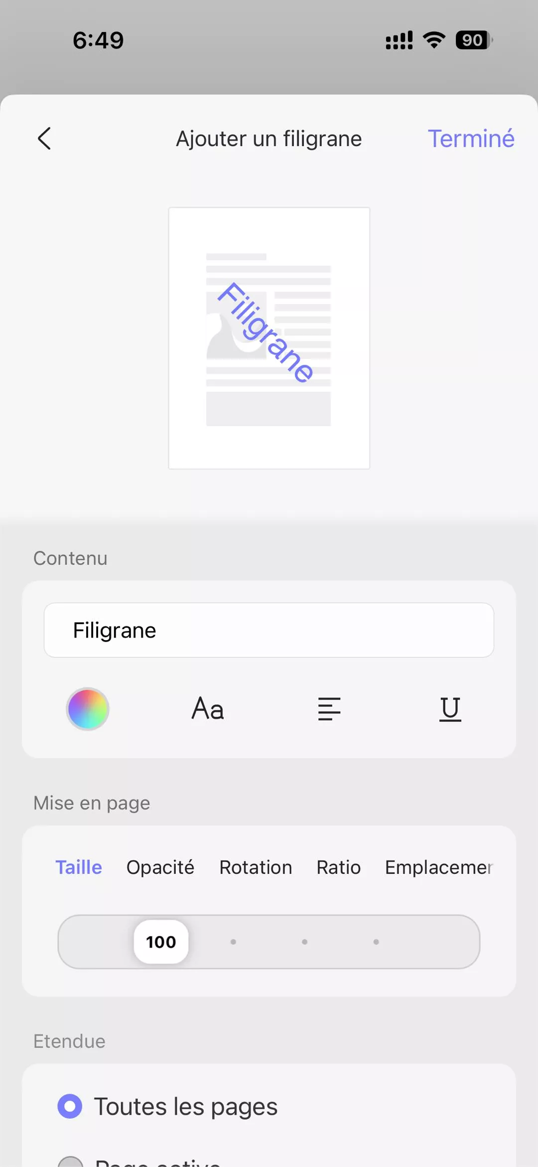 Ajouter du texte ou un fichier en filigrane