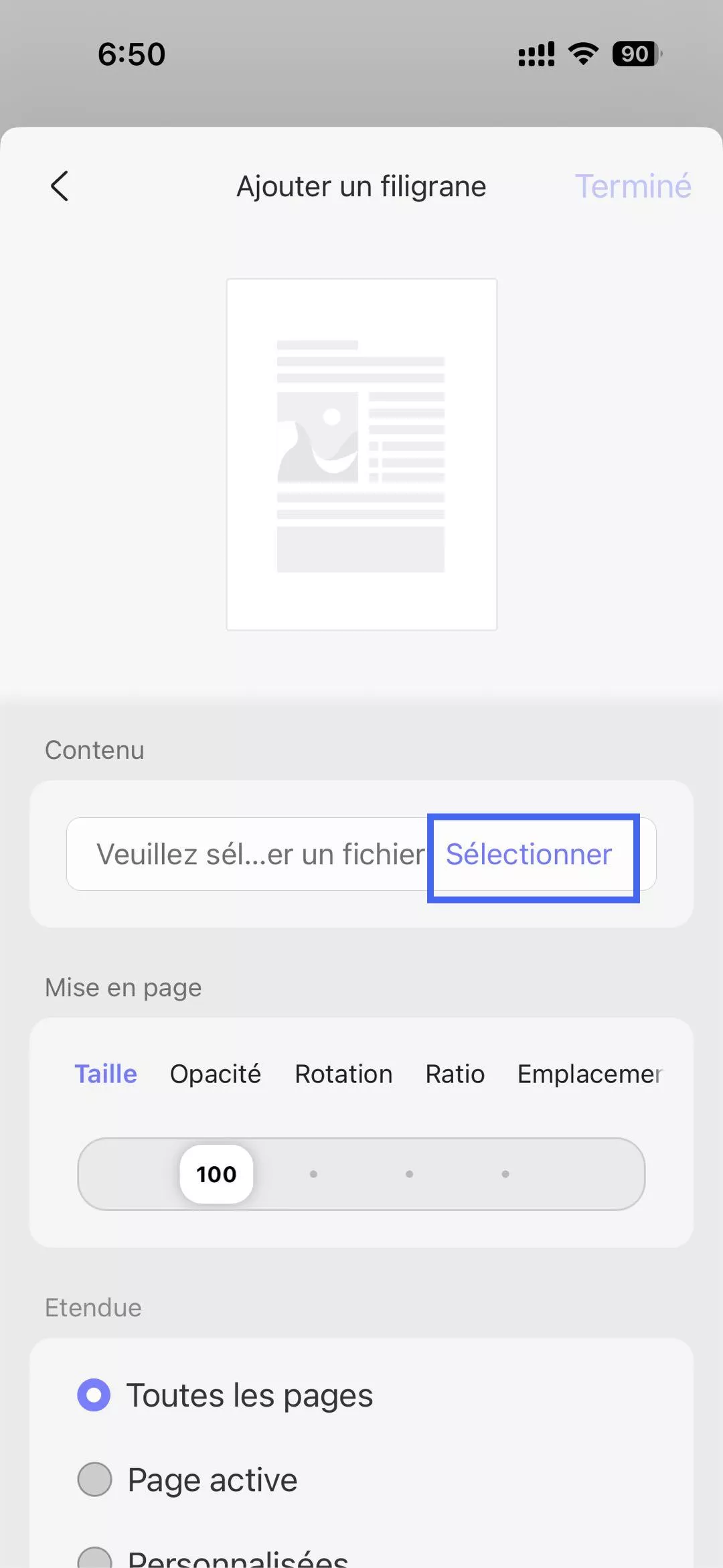Personnaliser la mise en page et la plage de pages