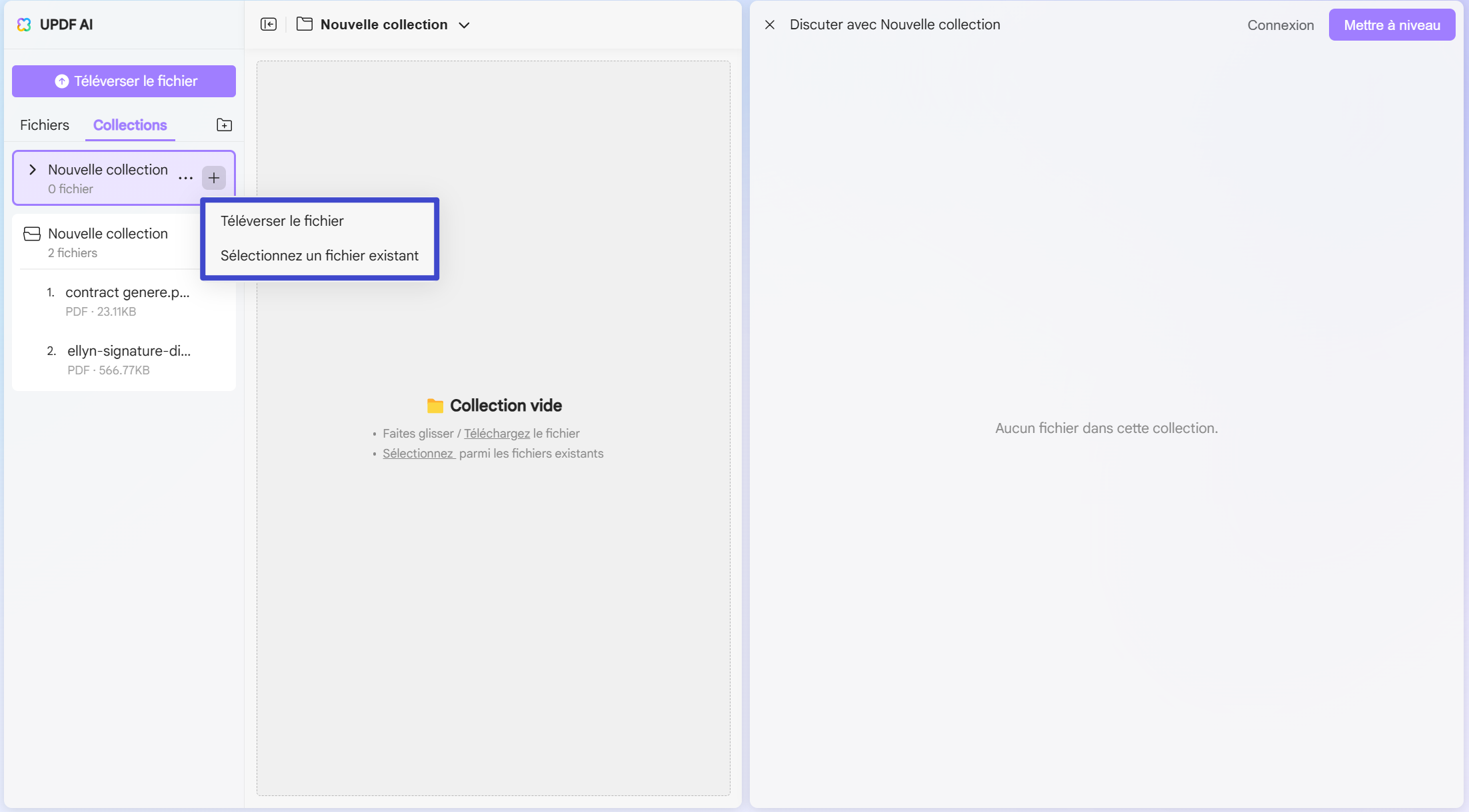 ajouter fichiers aux collections
