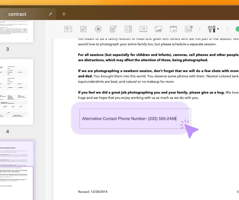 how to write on a PDF form fillable fields