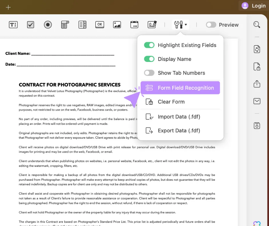 how to write on a PDF form prepare form