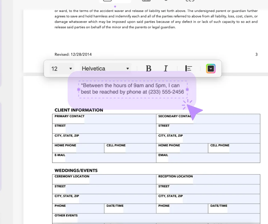 how to write on a PDF form text box