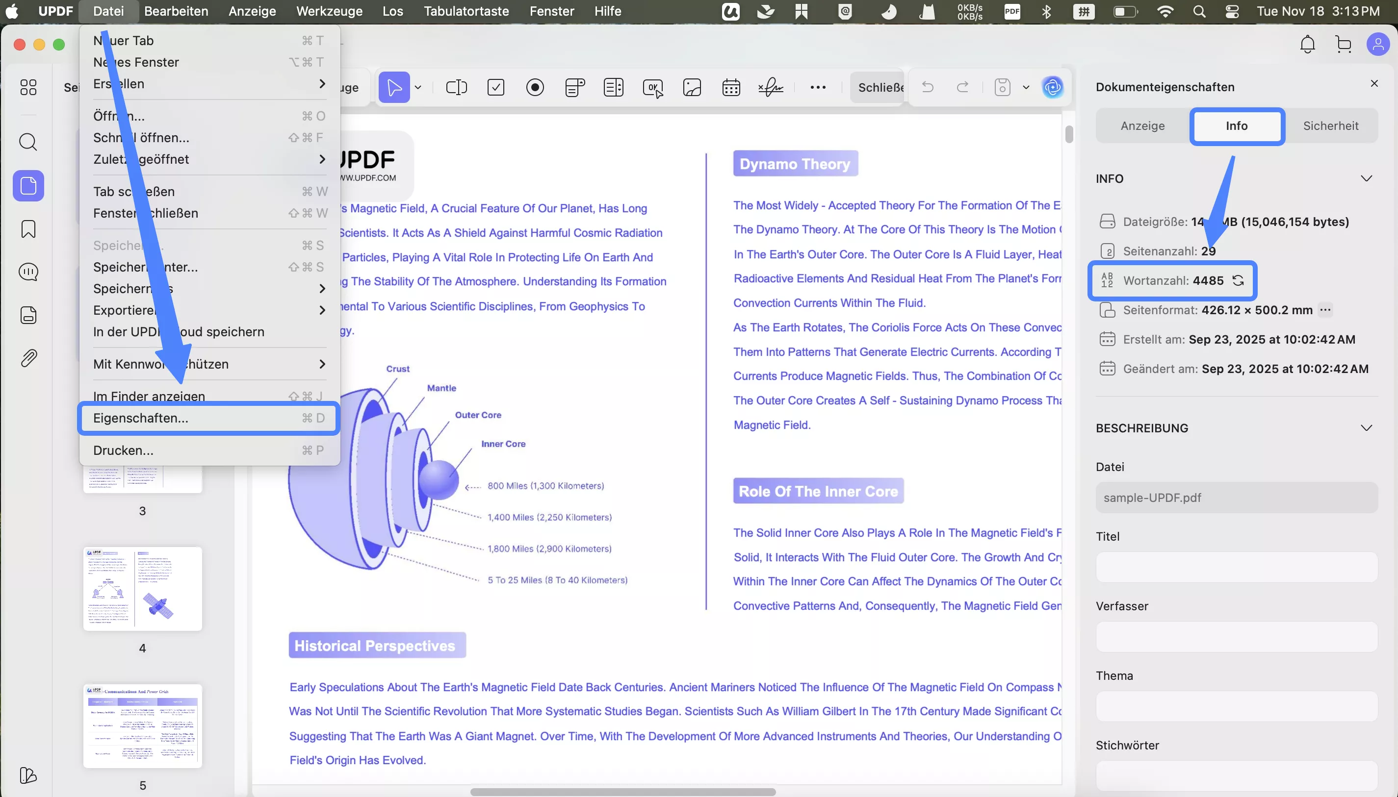 So überprüfen Sie die Wortanzahl in PDFs mit UPDF für Mac