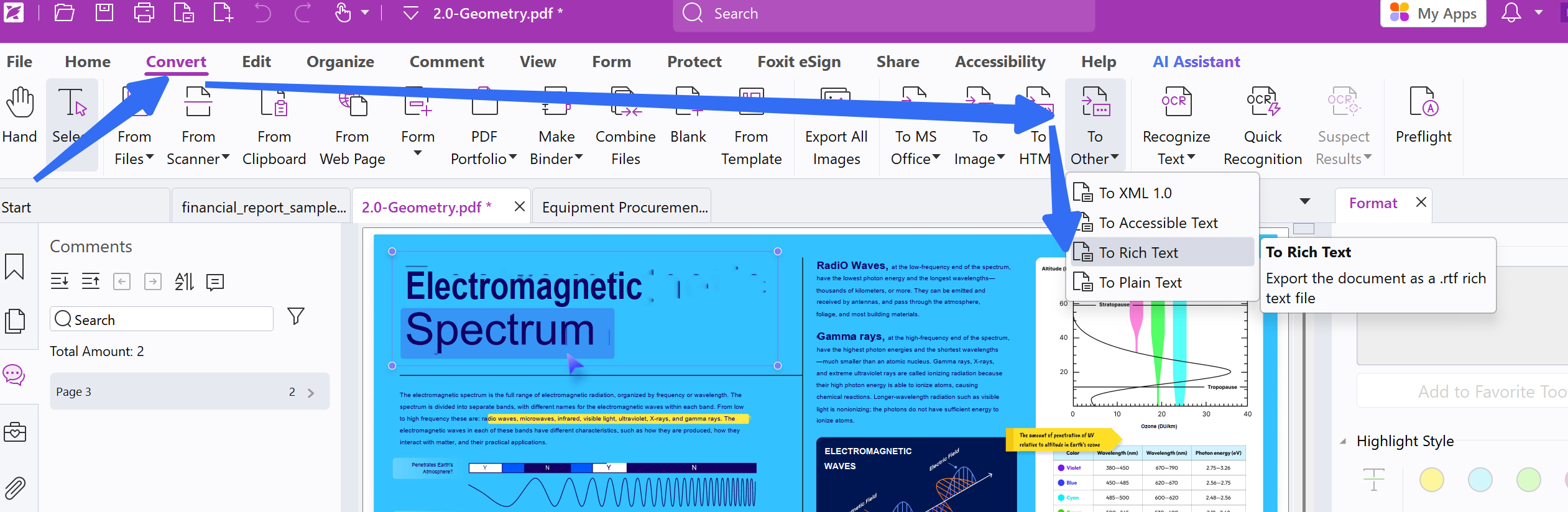 convert pdf to rtf foxit
